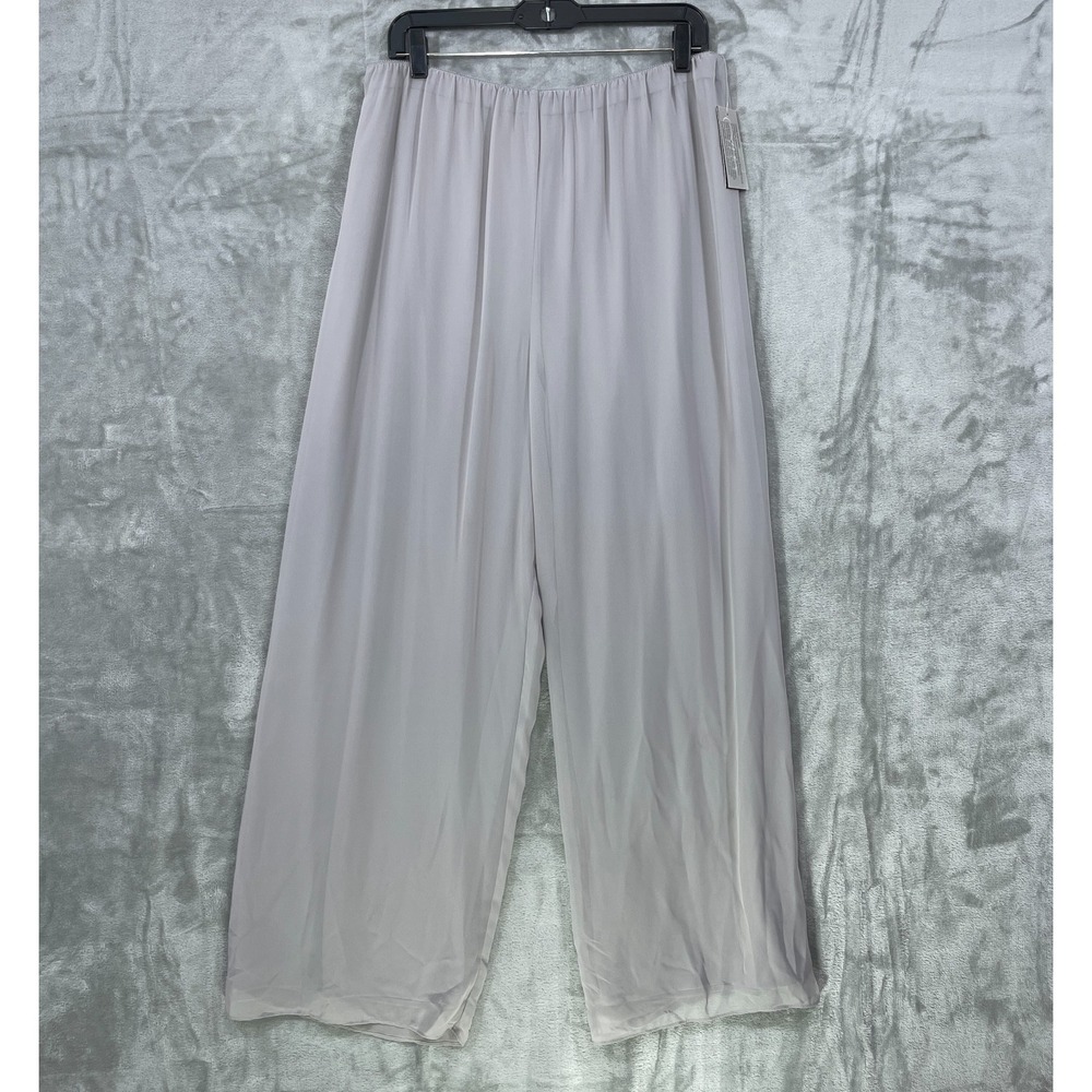 NEW Alex Evenings XL Wide Leg Chiffon Pull On Pants Shell Gray  2 Layers  NWT